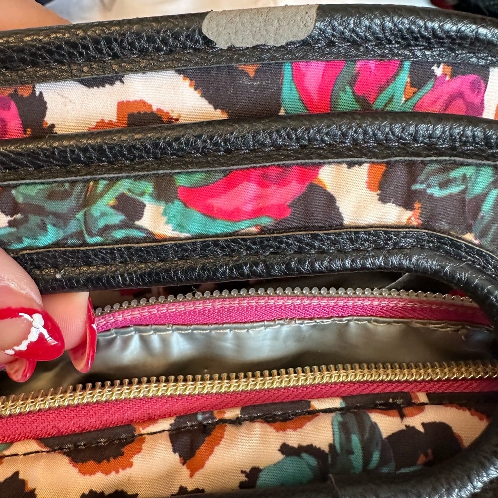 Betsey Johnson Pink and Green Floral Leopard Crossbody Lunch Bag (Read Desc) - Picture 5 of 8